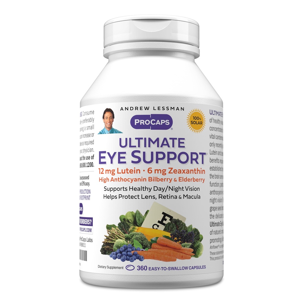 ANDREW MOINSMAN Ultimate Eye Support 360 Softgels - 12mg Lutein, 6mg Zeaxanthin, Bilberry, nutriments clés pour soutenir la santé des yeux et promouvoir une vision saine. Pas d'additifs. Facile à avaler Softgels