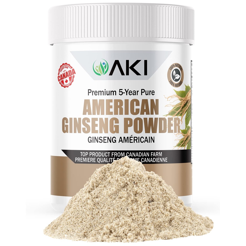 AKI American Ginseng Powder mit 4% Ginsenosides - Ideal für Kaffee, Getränke wie Glattwaren - Pack von 1 (1.5oz/42.5g)