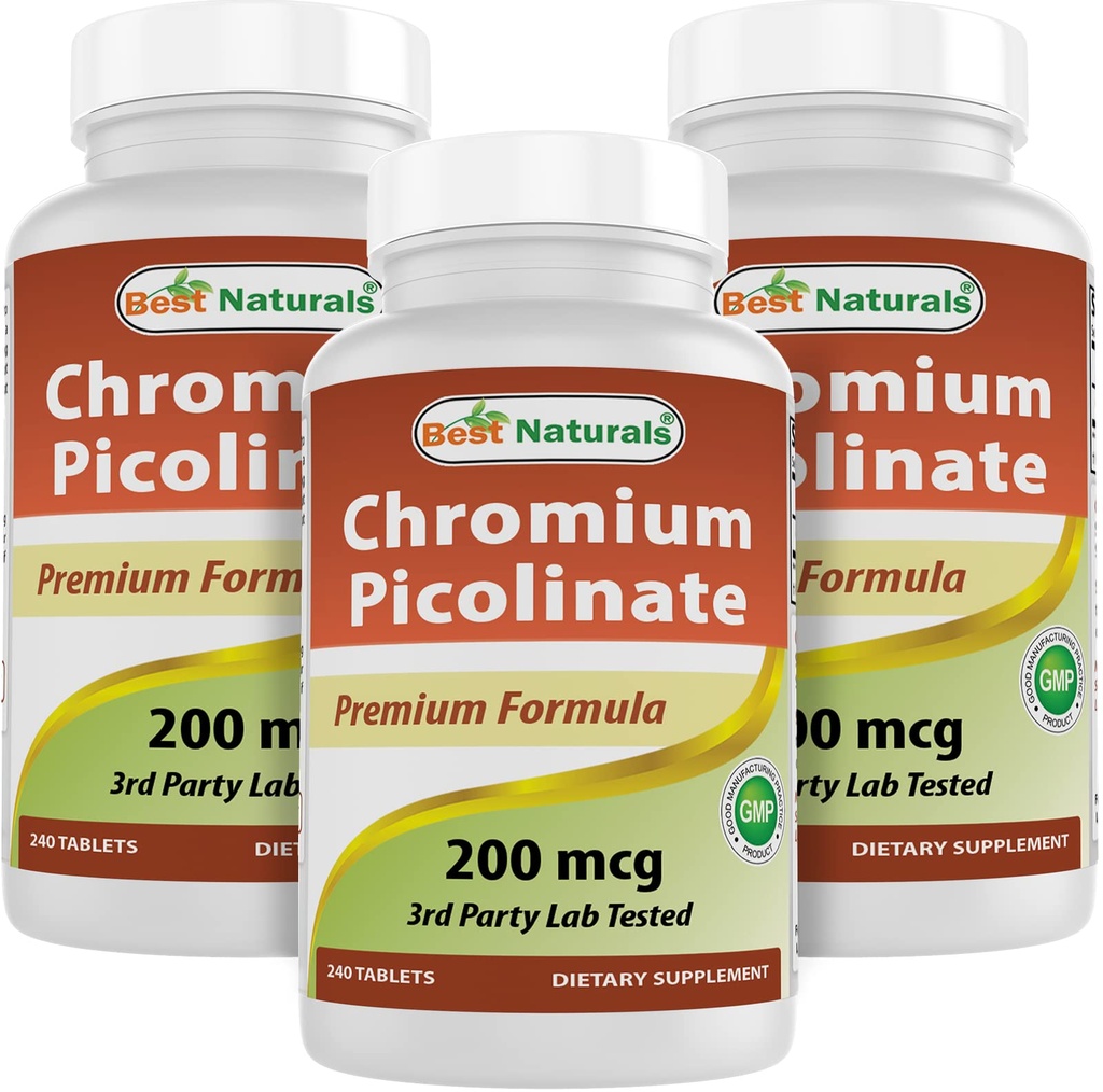 Best Naturals Chromium Picolinate 200 mcg 240 Tabletten (240 Zähler (Pack von 3))