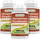 Best Naturals Chromium Picolinate 200 mcg 240 Tabletten (240 Zähler (Pack von 3))