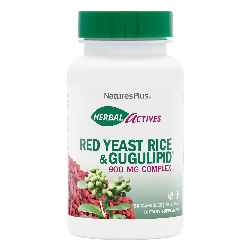 NaturesPlus Red Yeast Rice Gugulipid Complex - 450 mg, 60 Vegan Kapseln - Rezept Qualität Kräuterergänzung, Cholesterol-Unterstützung - Vegetarisch, Glutenfrei - 60 Portionen