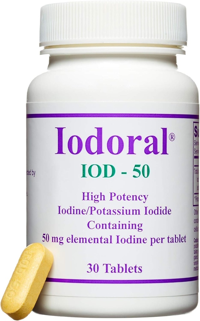 Optimox Iodoral 50 mg Supplement - Kalium-Iodid Tabletten, Hochpotenz-Iodin, Ergänzungen für Schilddrüsenunterstützung, Lugol's Iodine Lösung - 30 Zähler