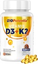 Vitamin D3 K2 mit MCT-Ölzusatz, Vitamin D3 5000 IU & K2 100MCG (MK7), unterstützt Immun-, Knochen- und Zähnegesundheit - Glutenfreies Non-GMO - 30 Softgels