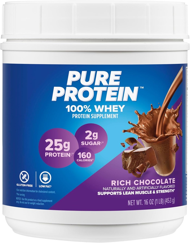 Pure Protein Bars, High Protein, Nutritious Snacks, um Energie zu unterstützen, Low Sugar, Glutenfrei, Schokolade Peanut Butter, 1.76oz, Paket von 4