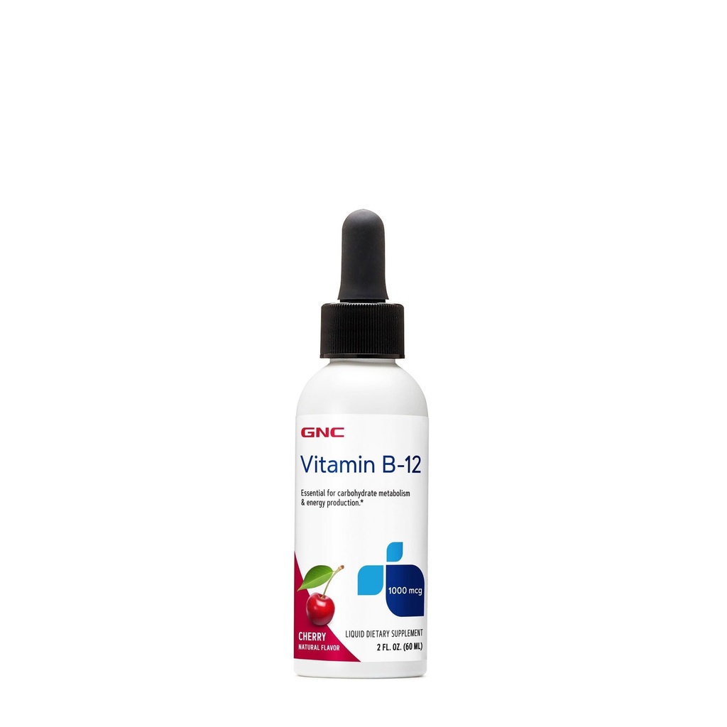 GNC Vitamine B-12 1000mcg - Cerise, soutient la production d'énergie, 60 portions