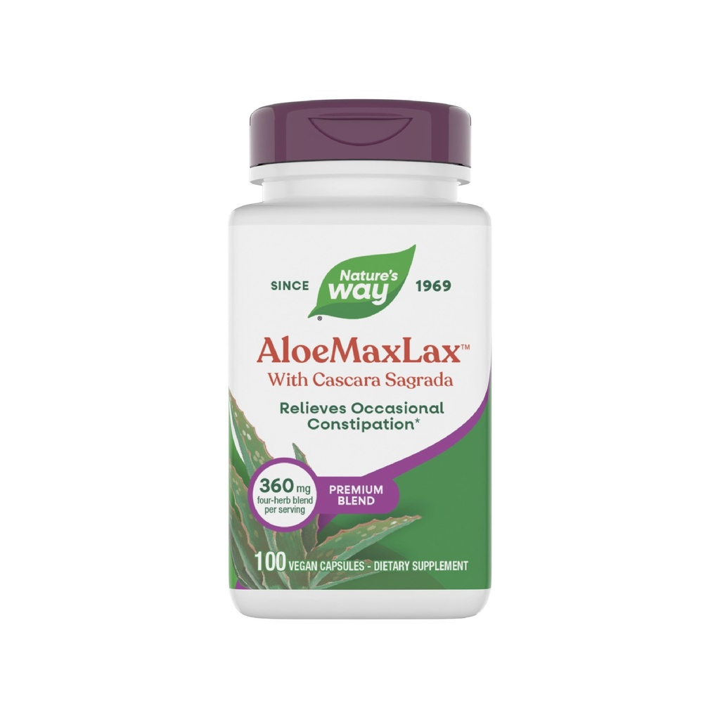 Nature's Way AloeMaxLax avec Cascara Sagrada, Occasional Constipation Relief*, 100 Capsules Vegan