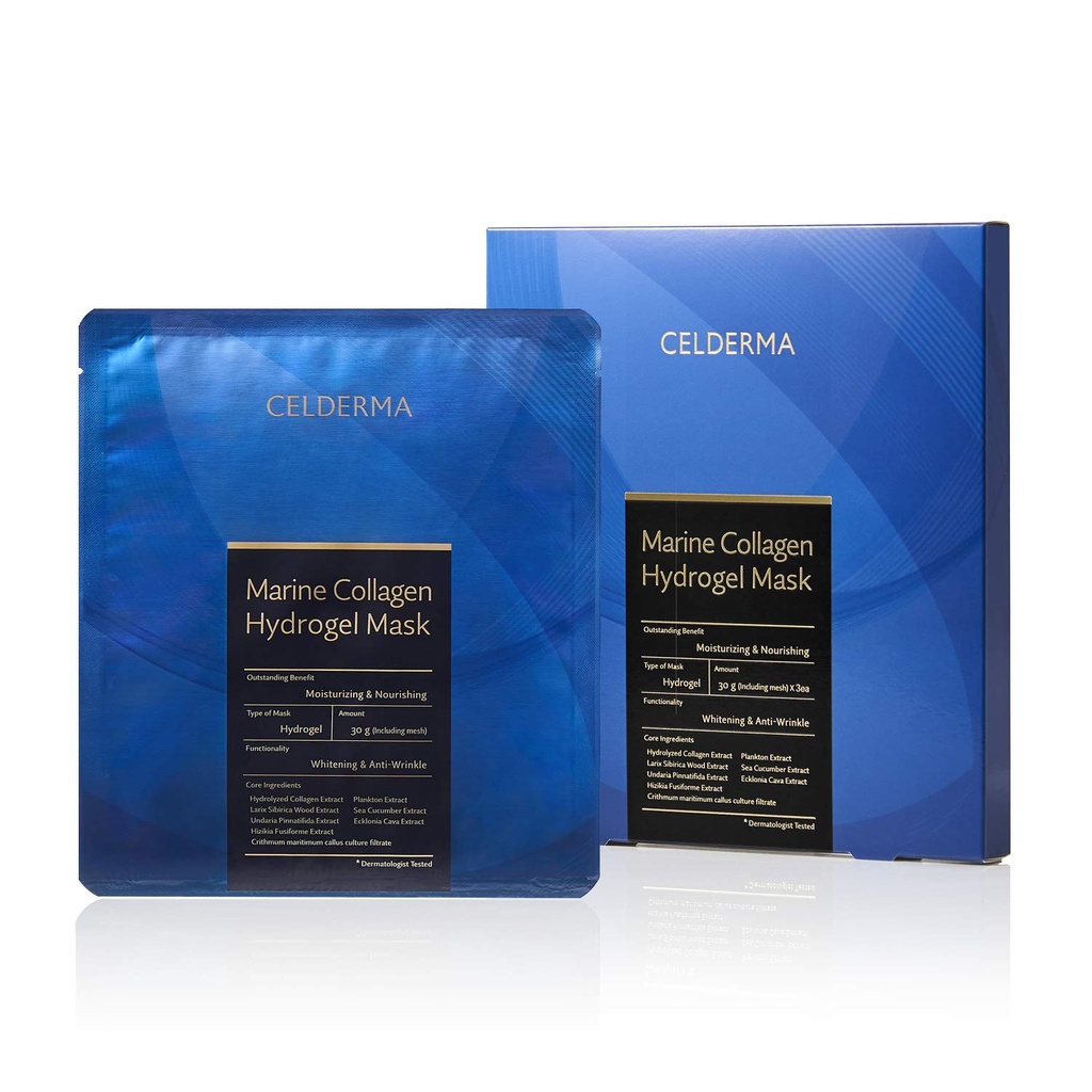 CELDERMA Marine Collagen Hydrogel Maske [3pcs] Anti-Aging, Nourishing, Intensivhydrierung