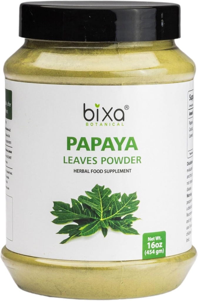 bixa BOTANICAL Papaya Blatt Pulver | Carica Papaya | 1 Pfund / 16 OZ | Ayurvedic Kräuterergänzung | Glutenfrei, Non-GMO, Steam Behandelt, Vegan, 100% rein.