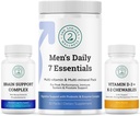 Ensemble de vitalité pour la santé des hommes : Complexe de soutien du cerveau, Essentiels du quotidien 7 hommes et vitamine D3 + K2