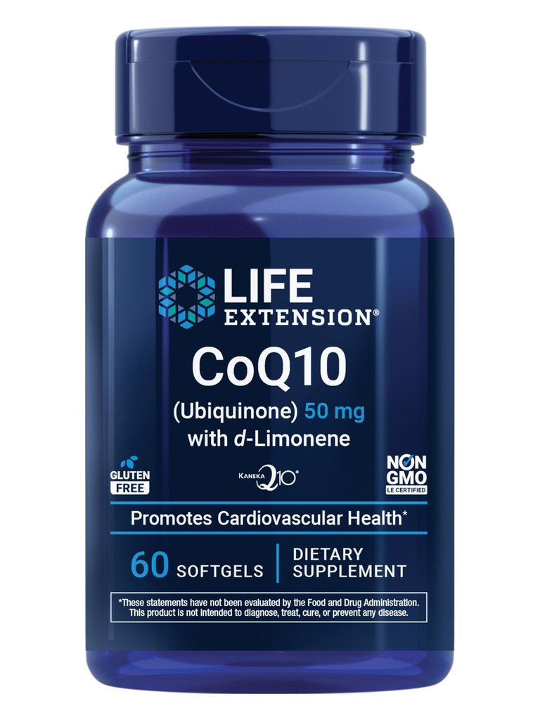 Lebensverlängerung Super-Absorbable CoQ10 (Ubichinon) mit d-Limonen, Herzgesundheitsergänzung, lindert General Fatigue, oxidative Stress Defense, 50 mg, Non-GMO, Gluten-Free, 60 Softgels