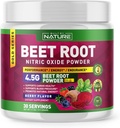 Supplément en poudre d'oxyde nitrique de racine de betterave - Booster bio de performance alimentaire pour la circulation, l'énergie, l'endurance, le flux sanguin et la santé cardiaque - végétalien, non-OGM - Berry Flavor - 30 portions