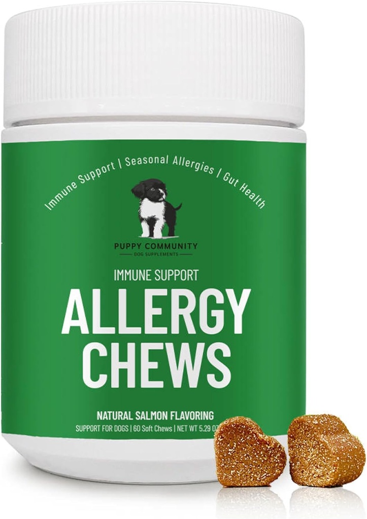 Allergy Relief Chews: Soothe Itchy Dogs with Immunity Support – Dog Allergy Chews, Probiotics for Dogs, Seasonal Allergies, Skin and Coat Supplement - 60 Tasty Bites, Braun