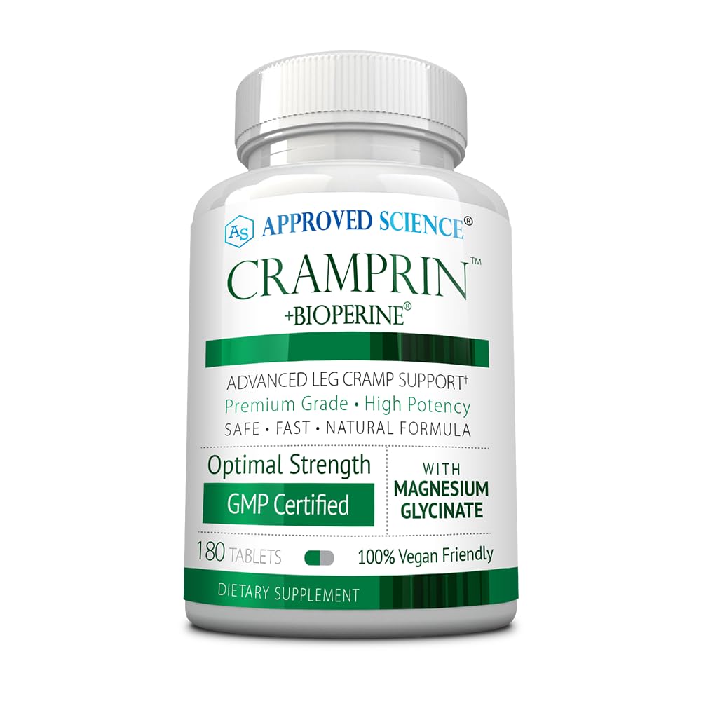 Genehmigte Wissenschaft Cramprin - High Absorption Magnesium, Vitamin B Complex, BioPerine - 3 Monate Versorgung - 180 Kapseln - Vegan