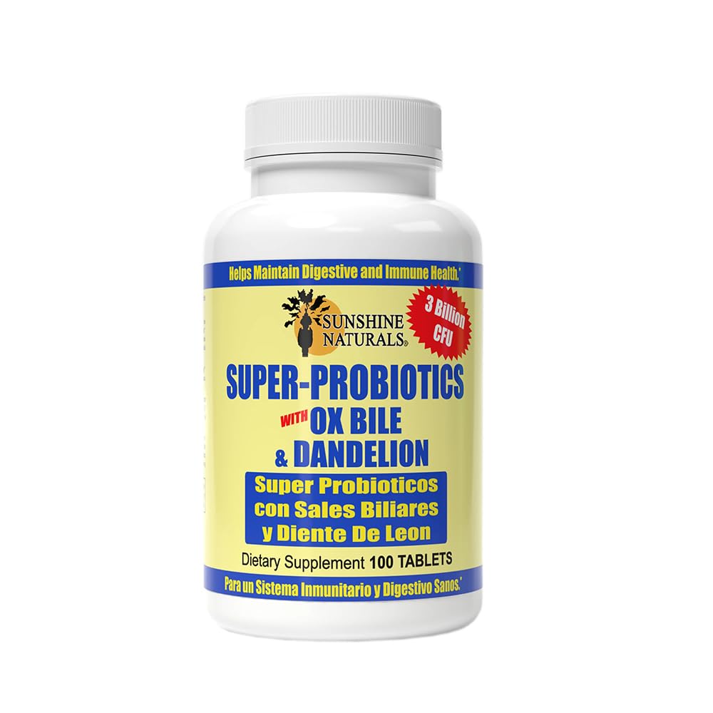 Sunshine Naturals Super Probiotiques Supplément. Améliore la digestion, Gut Health, Immune System Support et Healthy Bowel Function. Favorise la flore saine et l'équilibre. 100 gélules. Boîte de 3