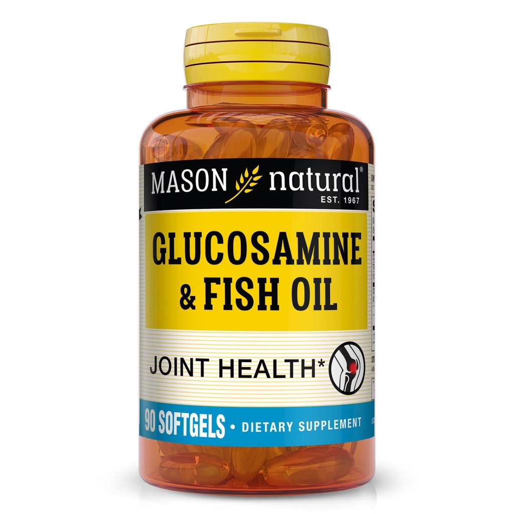 MASON NATURAL Glucosamin & Fish Oil Supplement mit DHA & Omega 3 für Gelenk- & Muskelunterstützung, 1 Monat Versorgung Softgel Pillen