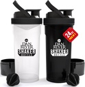 DAN RIVER Bouteille de Shaker à 2 paquets de 24oz Shaker et mélangeur de protéines en plastique , Twist & Lock Design pour smoothies et mélanges de protéines , durable , fuite-proof , facile à nettoyer , Effacer et noir shaker bouteilles pour gym