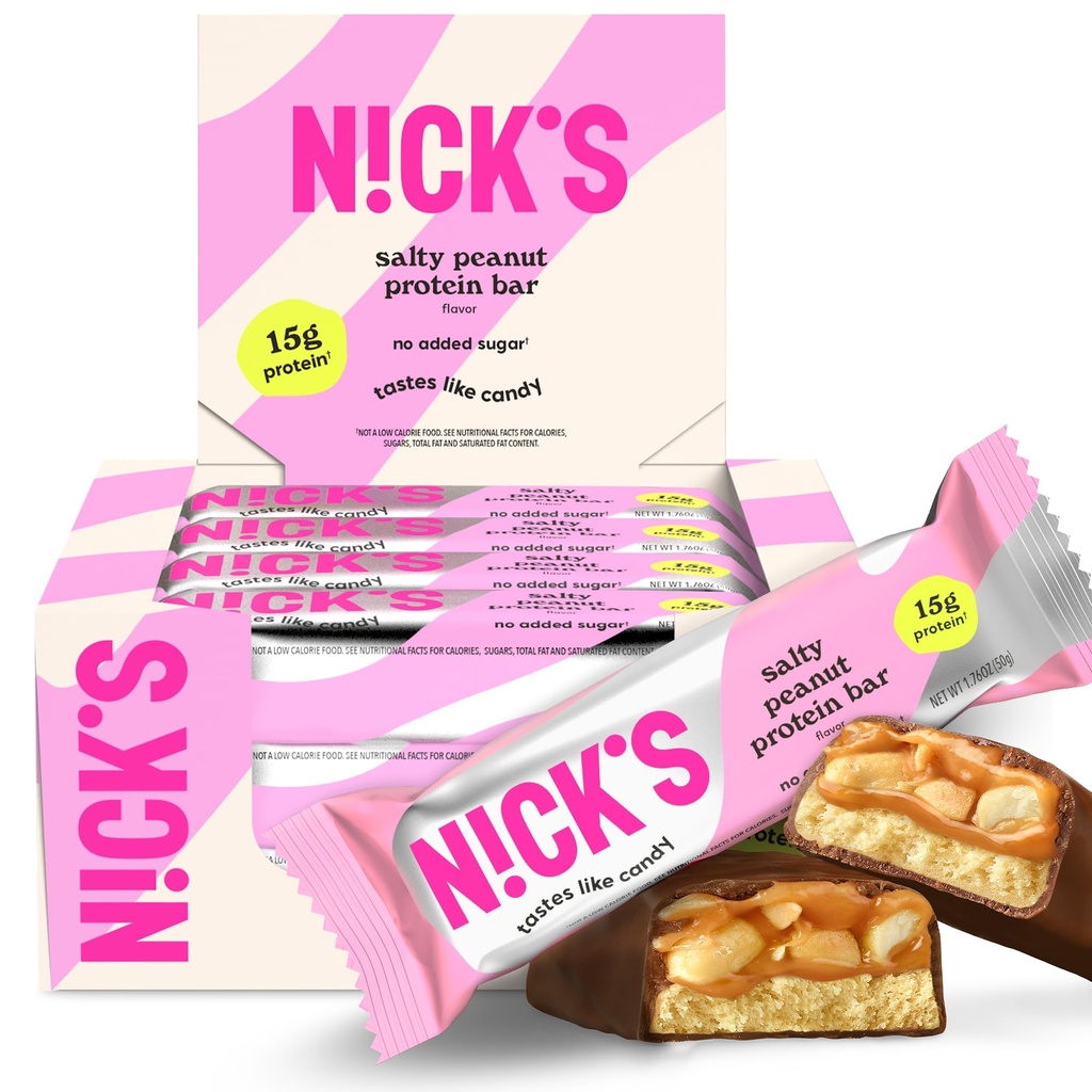 NICKS Protein Bars Schokolade Peanut | 15g Protein | 200 Kalorien | Low Carb Keto Friendly Snacks Keine hinzugefügt Zucker (Multipack 12 bar x 50g)