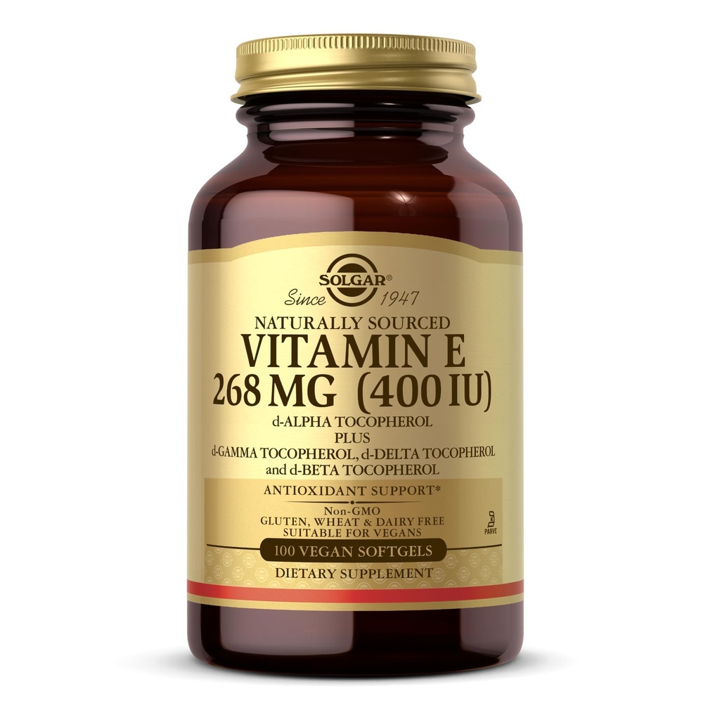 Solgar Vitamin E 268 mg (400 IU) - 100 Vegan Softgels - Natürlich Sourced - Non-GMO, Glutenfrei - 100 Portionen
