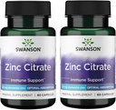 Swanson Zink-Zitrat - Mineralische Beilage Förderung der Gesundheit von Vision & Immunsystem Gesundheit - Natürliche Formel Unterstützung Gesamt Wellness - (60 Kapseln, je 50mg) (2 Packung)