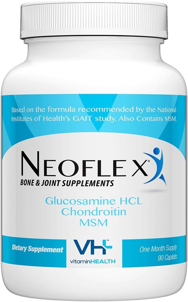 Neoflex Bone & Joint Health Supplement, MSM, Glucosamine, & Chondroitin Triple Strength Formula,90 Caplets