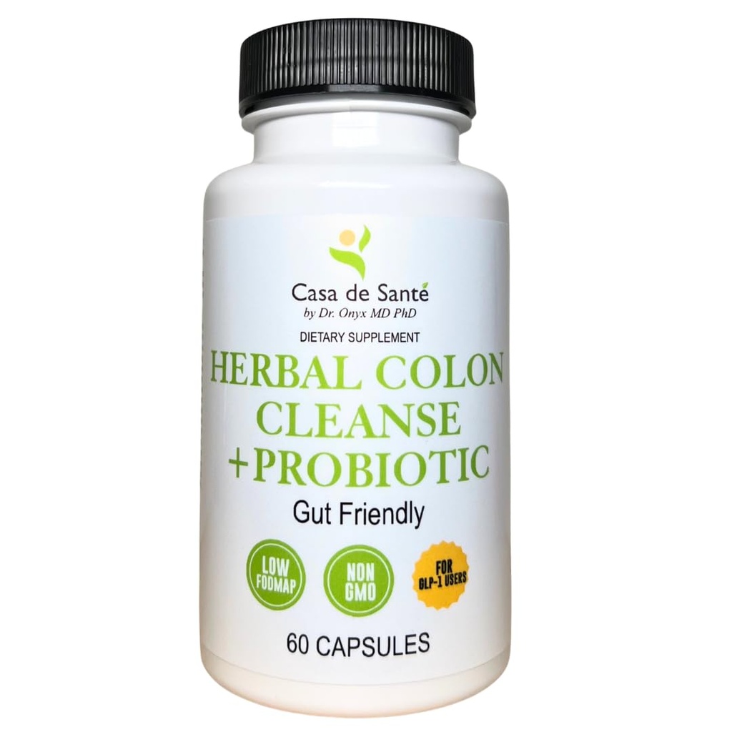 Casa de Sante Low FODMAP Capsules laxatives à base de plantes GLP1 Support naturel doux pilules laxatives pour nettoyer le Colon & Support Système digestif avec probiotiques, Psyllium Husk, Senna Leaf & Cascara Sagrada