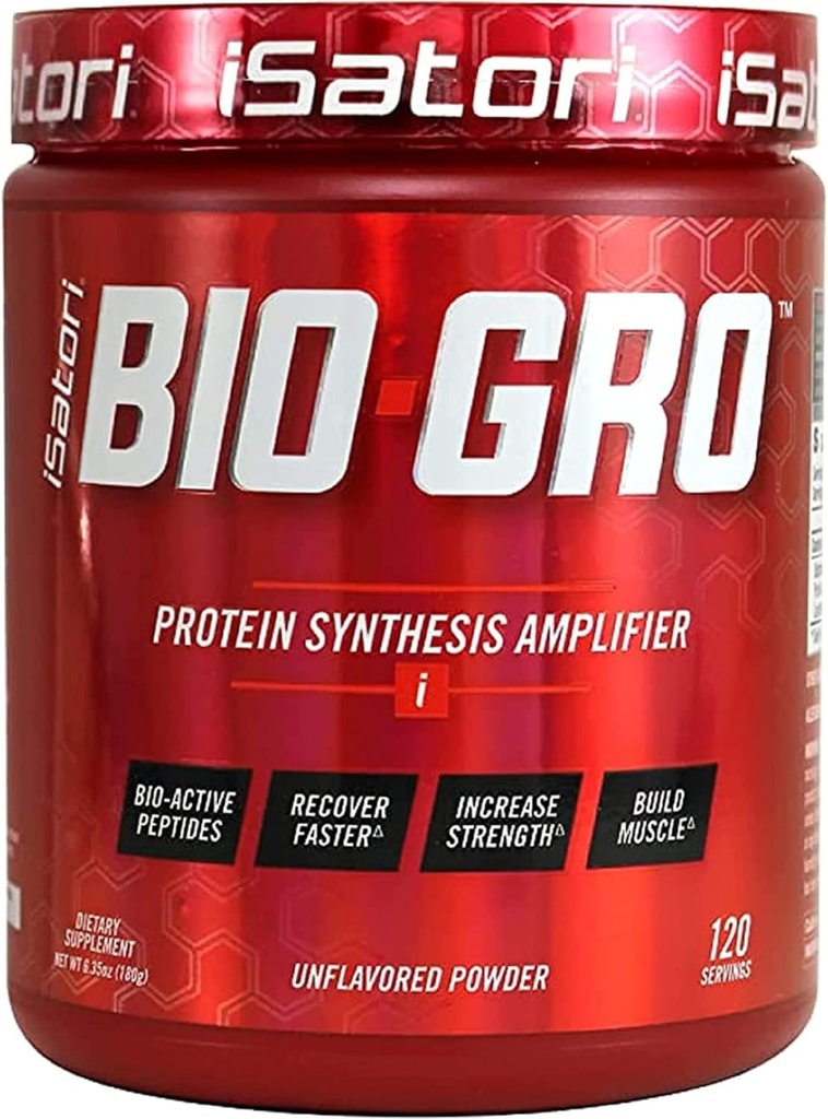 iSatori BIO-GRO Protein Synthesis Amplifier, for Muscle Recovery & Growth, Enhanced Stimulant Free Pre-Workout & Colostrum Supplement with Bio-Active Peptides- Unflavored (120 Servings)