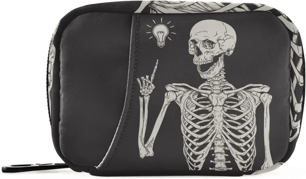 Pilule de squelette humain Boîte à pilules de 7 jours Pilule de voyage sac organisateur avec zipper Portable hebdomadaire Case Taille compacte pour support de supplément de vitamine
