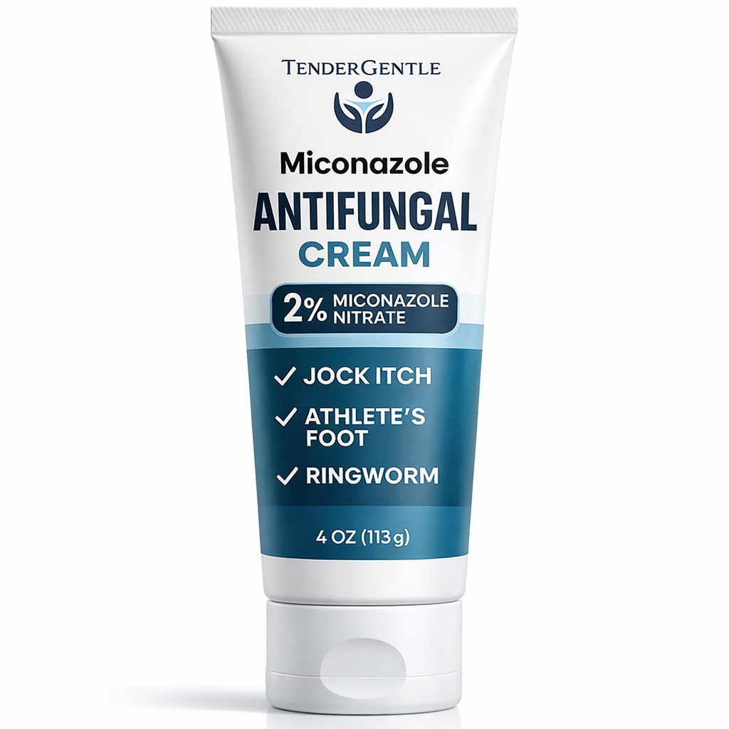 Miconazole Antifungal Cream für Haut - 4 Unzen Miconazol Nitrat für Jock Itch, Sportler Fuß, Juckreiz und Ringworm