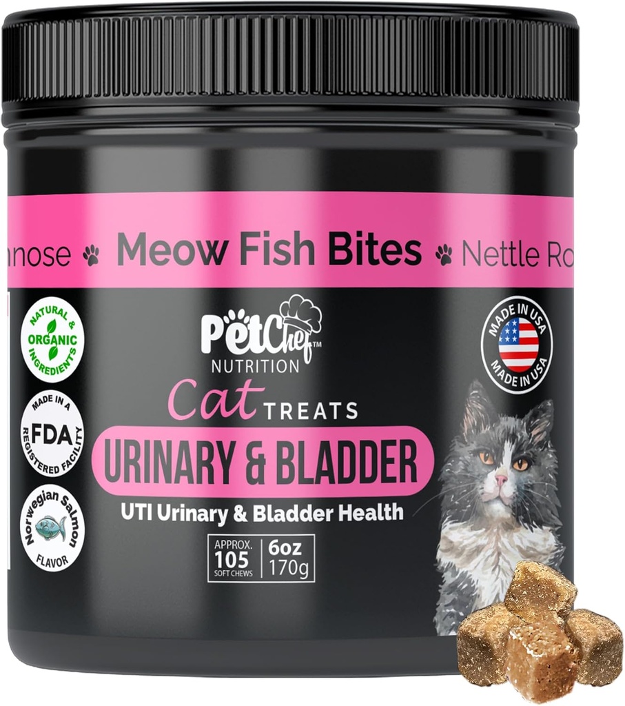 Pet Chef Urinary Cat Treats Low-Calorie UTI-Unterstützung mit Cranberry & Probiotics Holistic Kidney & Bladder Health - Natürliche Ergänzungen für Katzen - Verbesserung der Verdauung &amp; Hocker Qualität Bio Zutaten