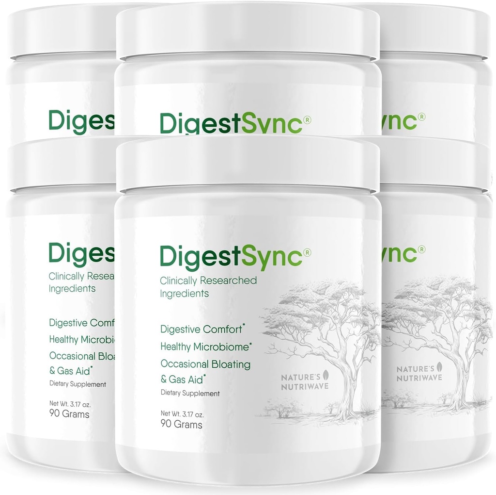 DigestSync Digestion Supplement for Gut Health - Natural Powder for Digestive Support, Bloating Relief for Women & Men, 100% Natural Green Powder - 6 Month Supply