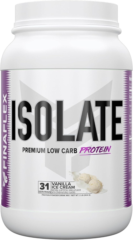 FINAFLEX Isolé, crème glacée Vanilla - 2 lb - 25 grammes de protéines d'Iso par portion - goût de milkshake - Zéro sucre, Zéro gras et sans gluten - 31 portions
