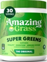 Amazing Grass Greens Blend Superfood: Mélange de poudre de vert pour l'énergie, avec Spiruline biologique, Chlorella, poudre de racine de betterave, enzymes et probiotiques digestifs, original, 30 portions (paquetage mai Vary)
