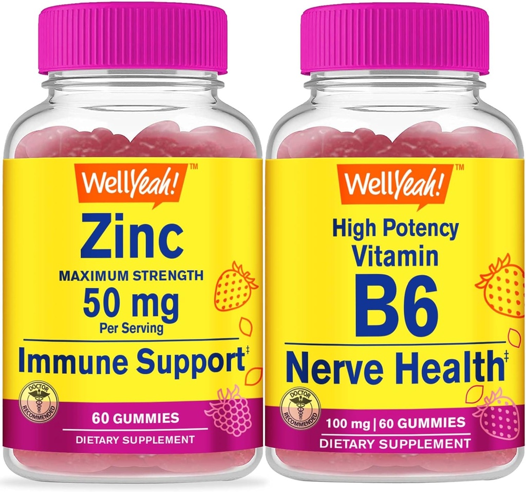 Gut ja Zink + hohe Potenz Vitamin B6, Gummie Bundle - große Verkostung, Vitamin-Ergänzung, Glutenfrei, GMO frei, Kaugummi