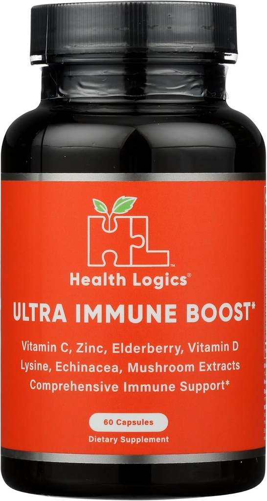 Health Logics Fortify! Kapseln mit Vitamin C, Zink, Elderbeere, Vitamin D, Lysin, Echinacea und Pilzextrakte für leistungsfähige Antioxidante Immununterstützung, 60 Veggie Caps