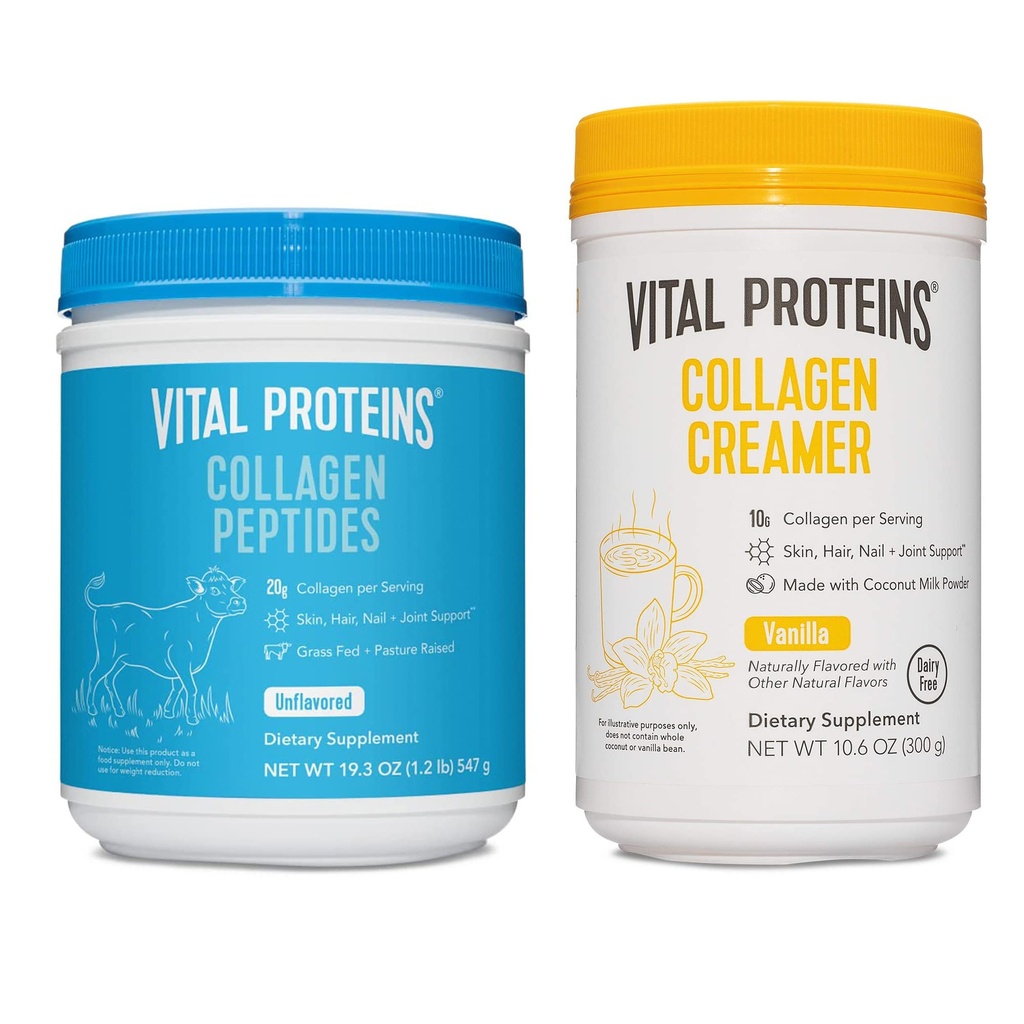 Protéines vitales Collagène Peptides Poudre non aromatisée 19,3 OZ Crèmeur Vanille
