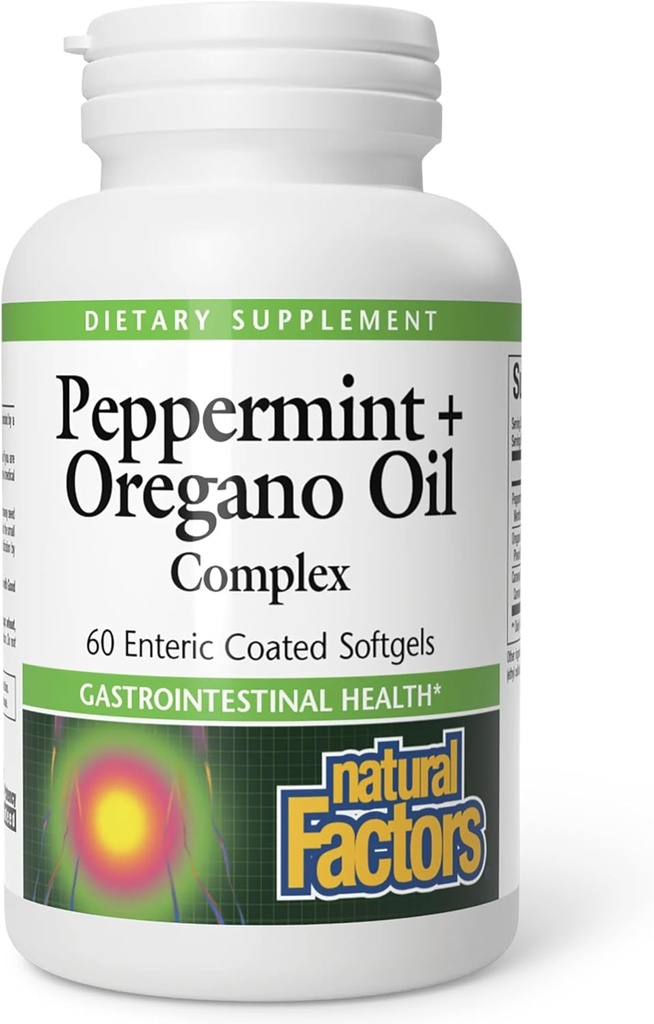 Natürliche Faktoren, Peppermint & Oregano Ölkomplex, Verdauungshilfe für gastrointestinale Gesundheit, 60 Softgele