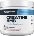 Transparent Labs Creatine HMB - Creatine Monohydrate Powder with HMB for Muscle Growth, Increased Strength, Enhanced Energy Output, and Improved Athletic Performance - 30 Servings, Strawberry Lemonade
