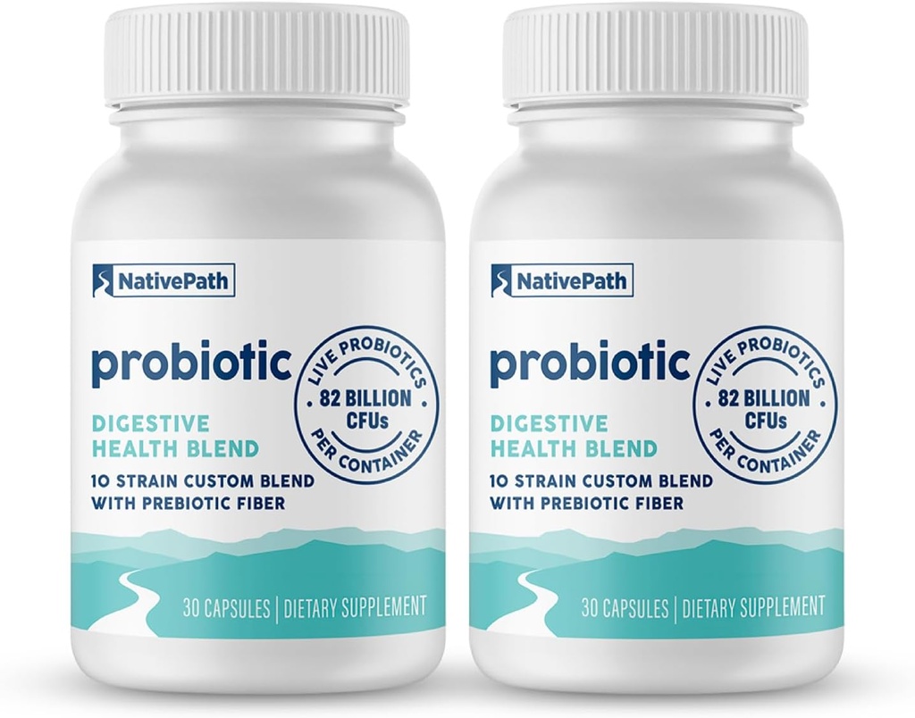 NativePath Daily Probiotic, 10-Strain Custom Blend Probiotics Supplement für Männer und Frauen, 82 Billion CFUs - 60 Count