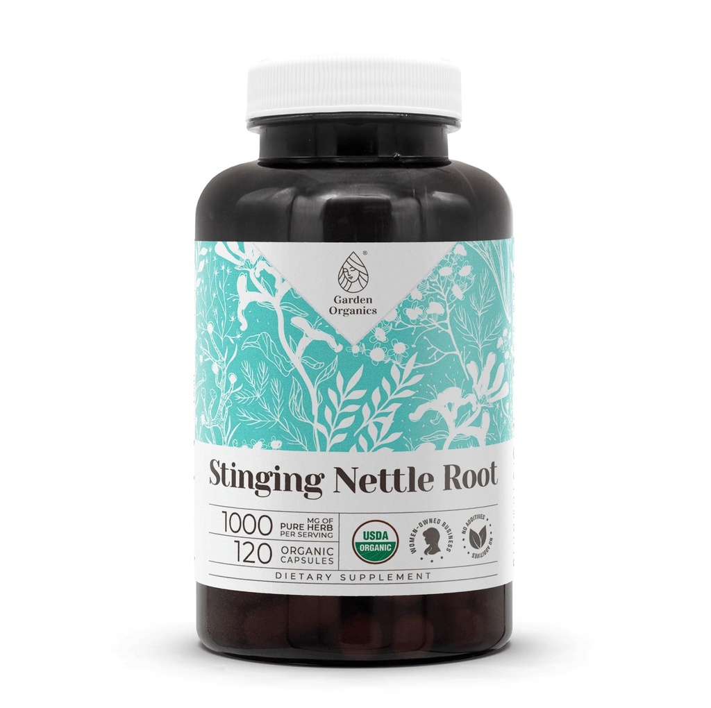 Stinging Nettle Root USDA Organic 120 Capsules système digestif, supplément naturel. Capsules végétariennes biologiques certifiées et stinging Nettle biologique (Urtica Dioica) racine séchée (120 Capsules)