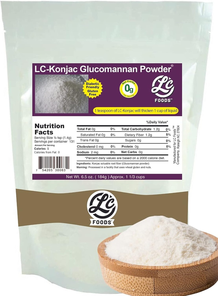 Low Carb Foods Konjac Glucomannan Pulver | Non-GMO | 100% All-Natural Zutaten | Gluten Free | Diabetic Friendly | Künstlicher Süßstoff Free | Metabolism & Weight Management | 6.5 oz