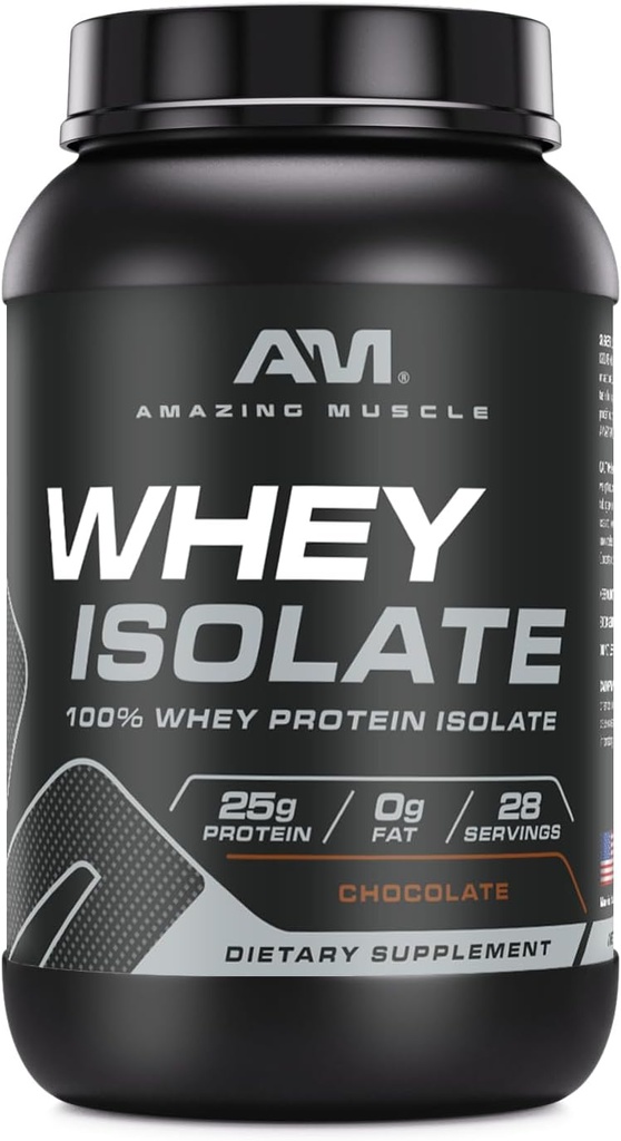 Erstaunliches Muskel Whey Protein Isolate Pulver | 25 Gramm Protein Per Serving | 100% Whey Isolate | Zero Fat | Made in USA (2 Lb, Schokolade)