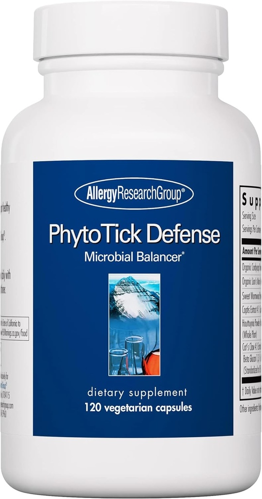 Allergy Research Group Phyto Tick Defense Supplement - Pilzkomplex, Pilzextrakt Pulver in bequemen Kapseln, Nootropic mit Lions Mane, Cordyceps, Beta Glucans - 120 vegetarische Kapseln