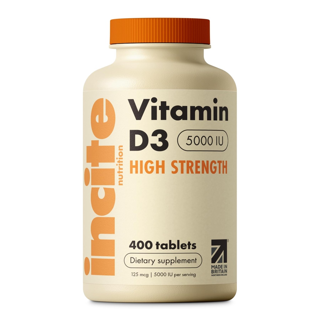 Incite Nutrition Vitamin D 5000 iu - 400 Premium Vitamin D3 Easy-Swallow Micro Tablets - High Strength Cholecalciferol VIT D3 5000iu - Vegetarische Ergänzung - Made in UK