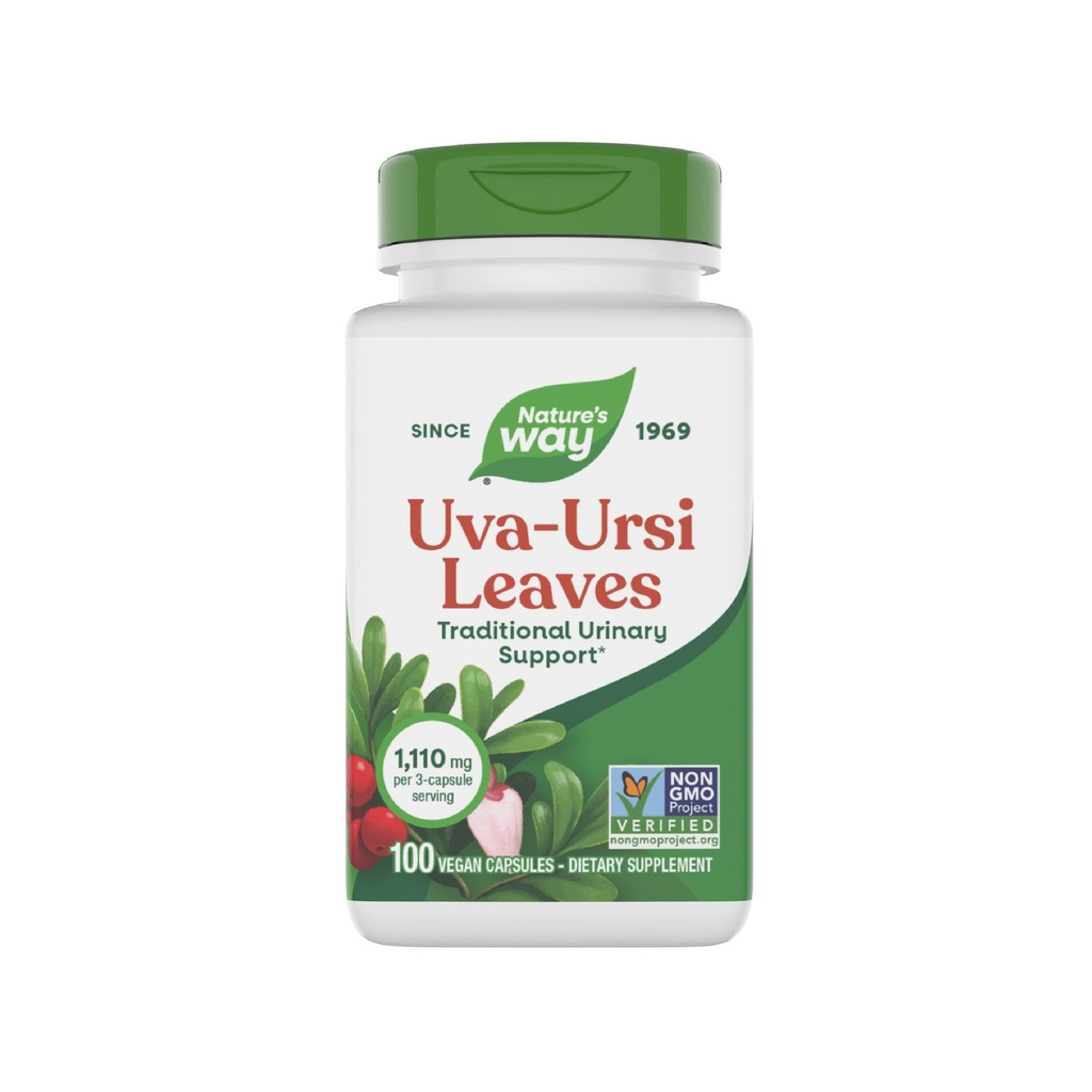Nature's Way Uva Ursi Blätter, Traditional Urinary Support*, 1,110 mg pro 3-Capsule Serving, Non-GMO Project Verified, Herbale Nahrungsergänzung, Glutenfrei, 100 Vegan Kapseln (Packaging May Vary)