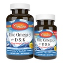 Carlson - Elite Omega-3 Plus D & K, 700 mg Omega-3s + D3 & K2, Fonction, Bone Health & Immune Support, Citron, 60+30 Softgel