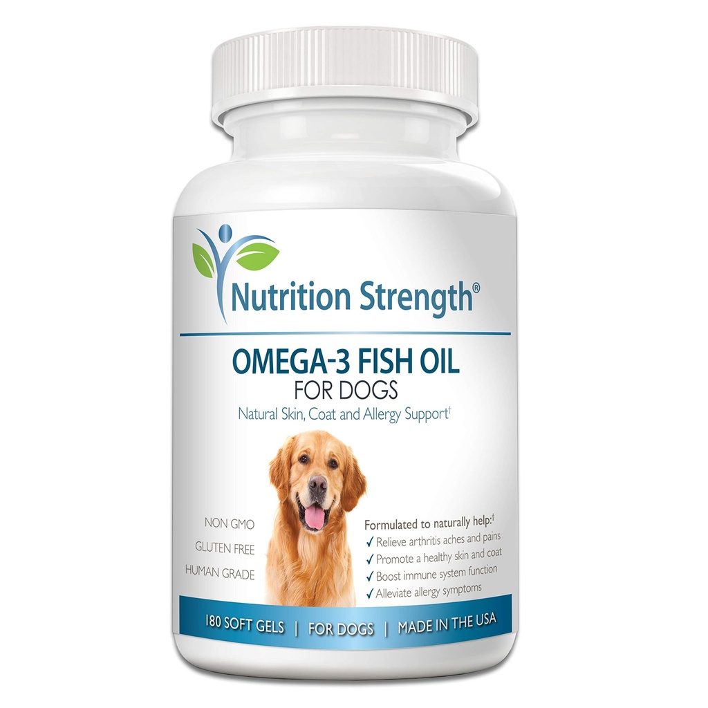 Omega 3 Fish Oil Soft Gels für Hunde mit EPA & DHA Fettsäuren für Herz, Haut, Mantel & Allergie-Unterstützung, Hip & Joint & Arthritis Hundeergänzung, 180 Soft Gels