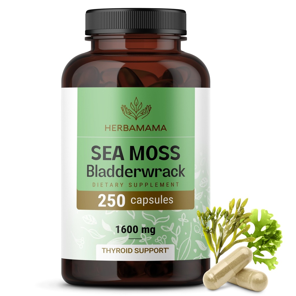 HERBAMA Irish Sea Moss Capsules - 1600mg Sea Moss und Bladderwrack für Immununterstützung - Vegan, Non-GMO Immunity Supplement für Gesamtunterstützung