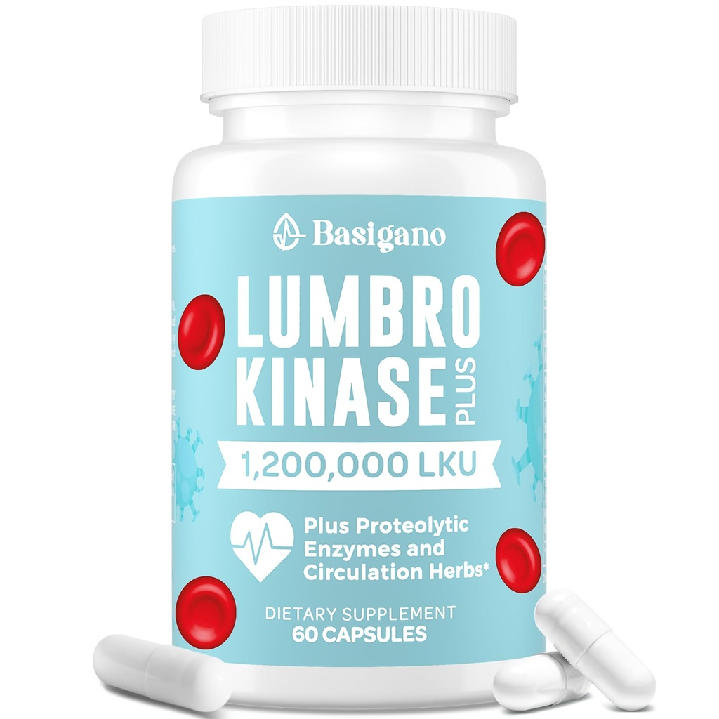 Lumbrokinase Supplement, 1.2 Million LKU - 120mg Kapseln, Potent Nattokinase Alternative mit Proteolytischen Enzymen und Kräutermischung