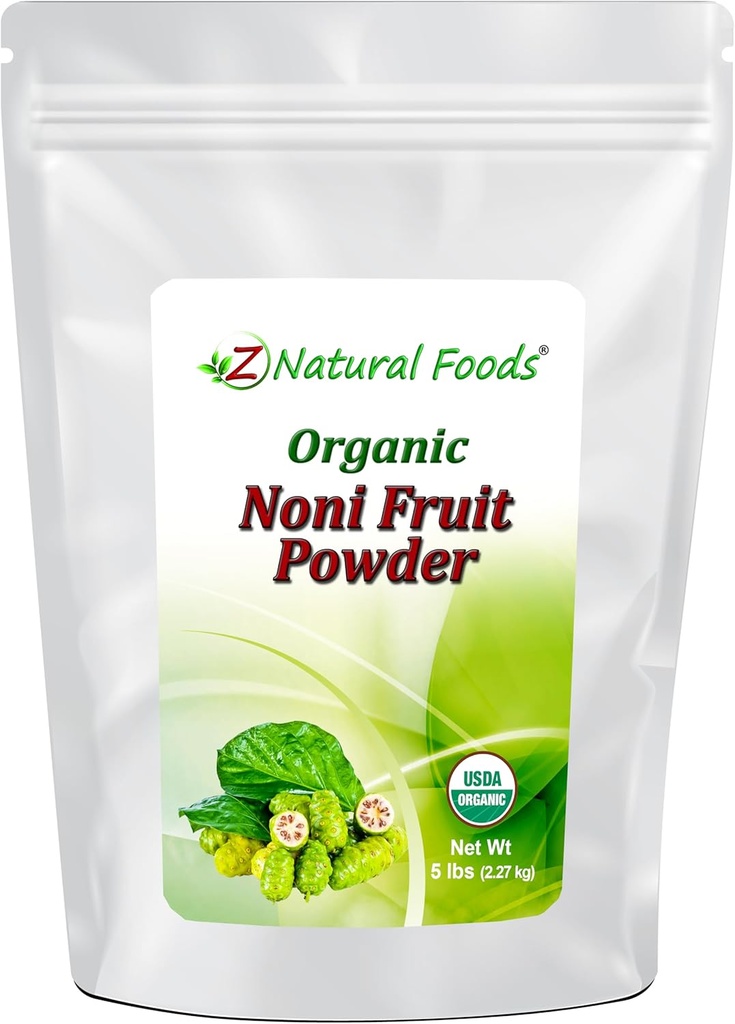 Z Aliments naturels Poudre de fruits Noni - Bio cru Non-OGM sans gluten Superfood - Soutient Digestion saine et énergie - emballé avec des nutriments essentiels et des antioxydants - Mélanger avec des boissons et des recettes, 5 lb