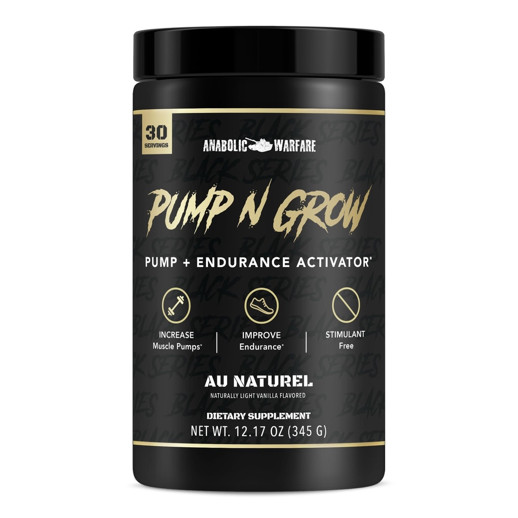 Anabolische Warfare Pump-N-Grow Muskel Pump Supplement Koffein Free Pre Workout mit L-Citrulline, L-Arginin, Beta-Alanine (Au Naturel – 30 Servierungen)